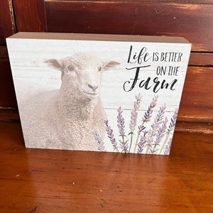 New Life is better on the farm wooden Sheep box sign